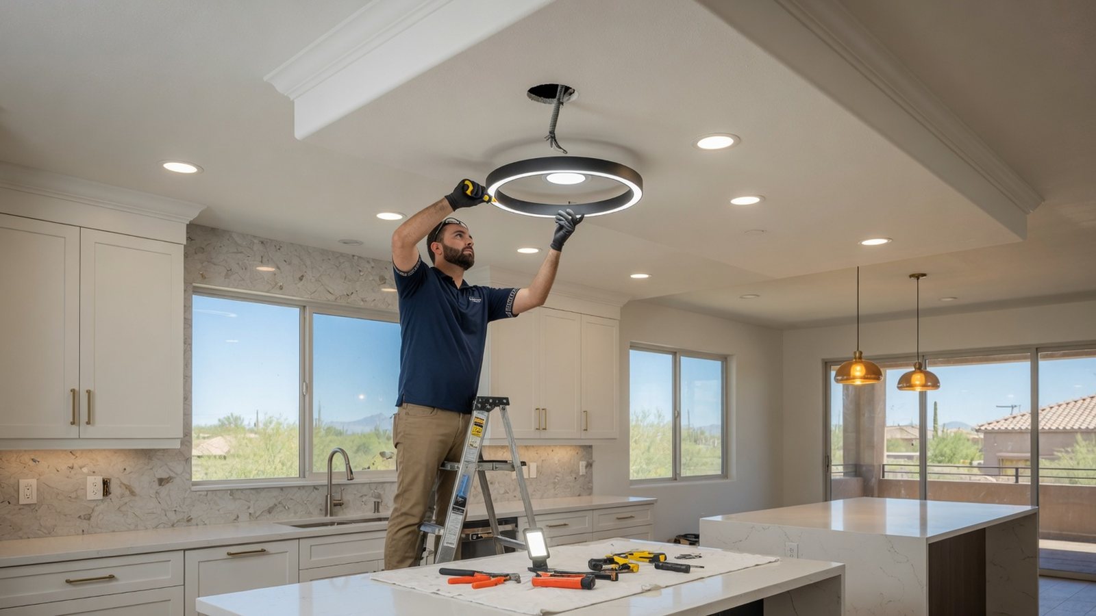 Phoenix electrician installing clean modern lighting