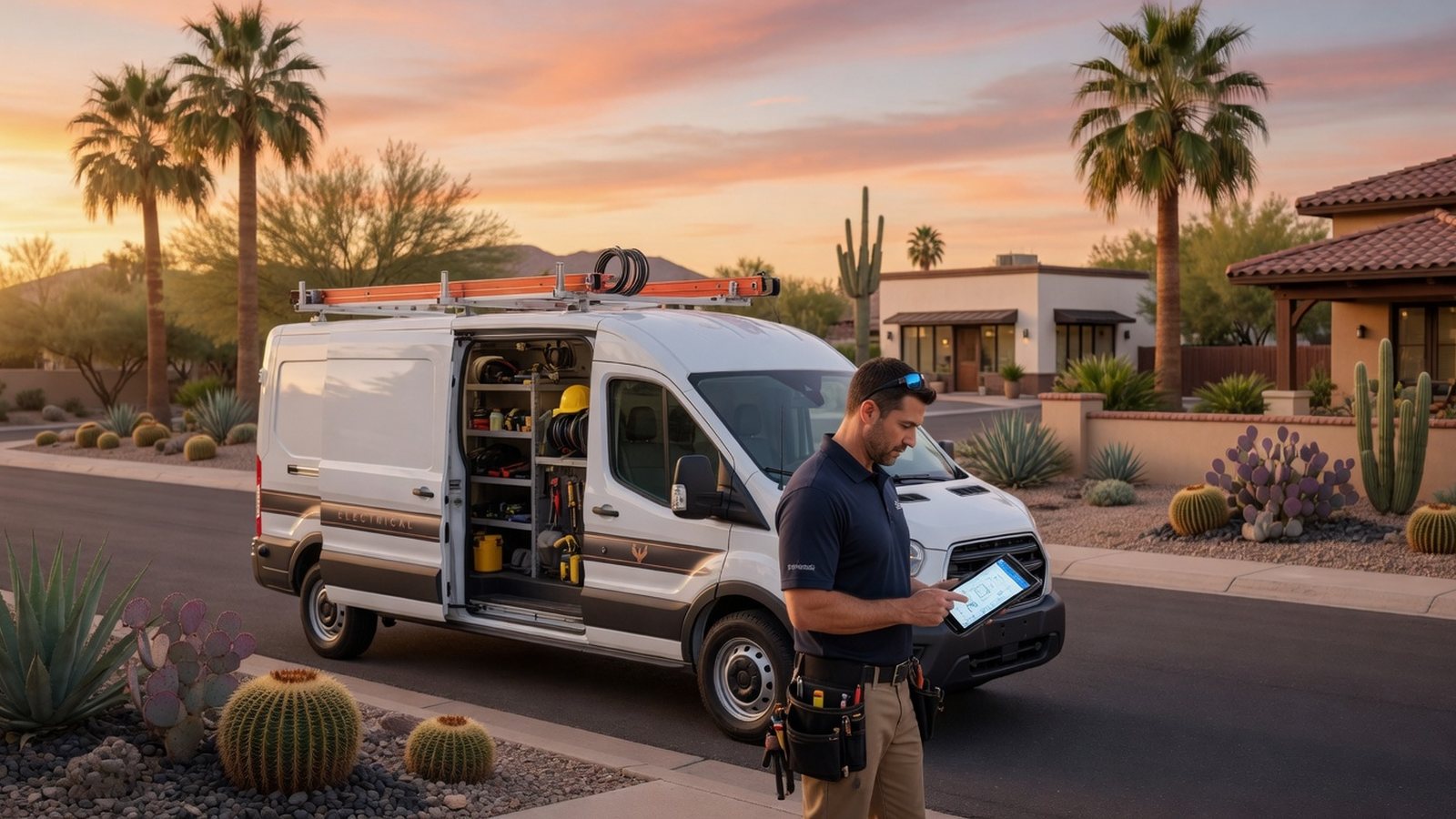 Map-style Phoenix service area illustration for Electrician Pros Phoenix